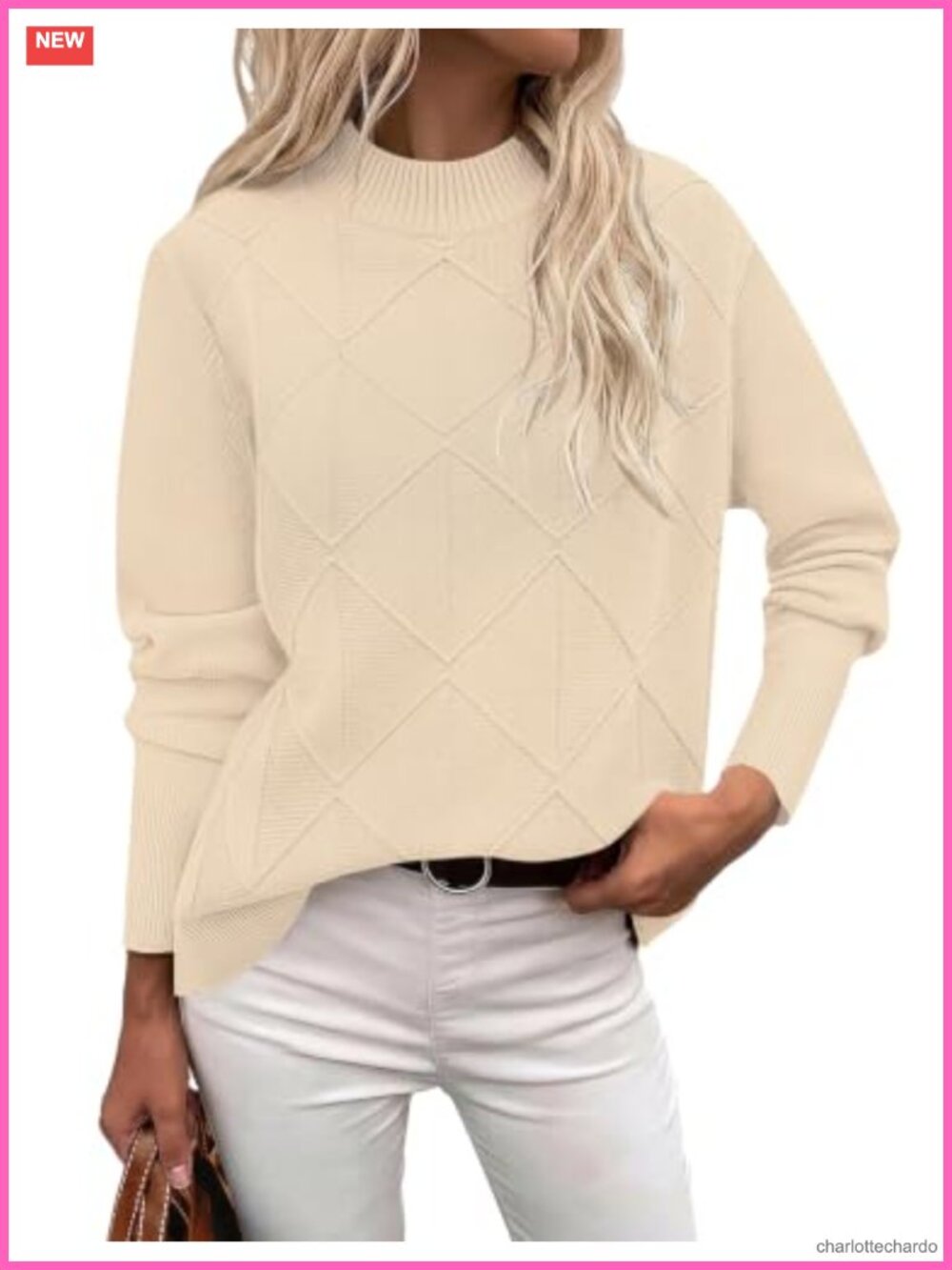 Women's Mock Neck Pullover Sweater Cable Knit Soft Long Sleeve